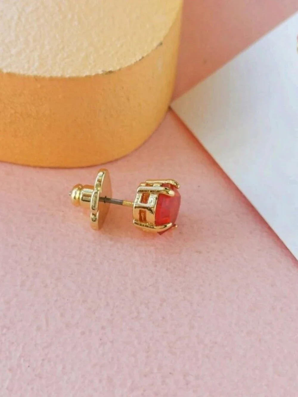 kate spade Red Crystal Gold-Tone Octagon Stud Earrings